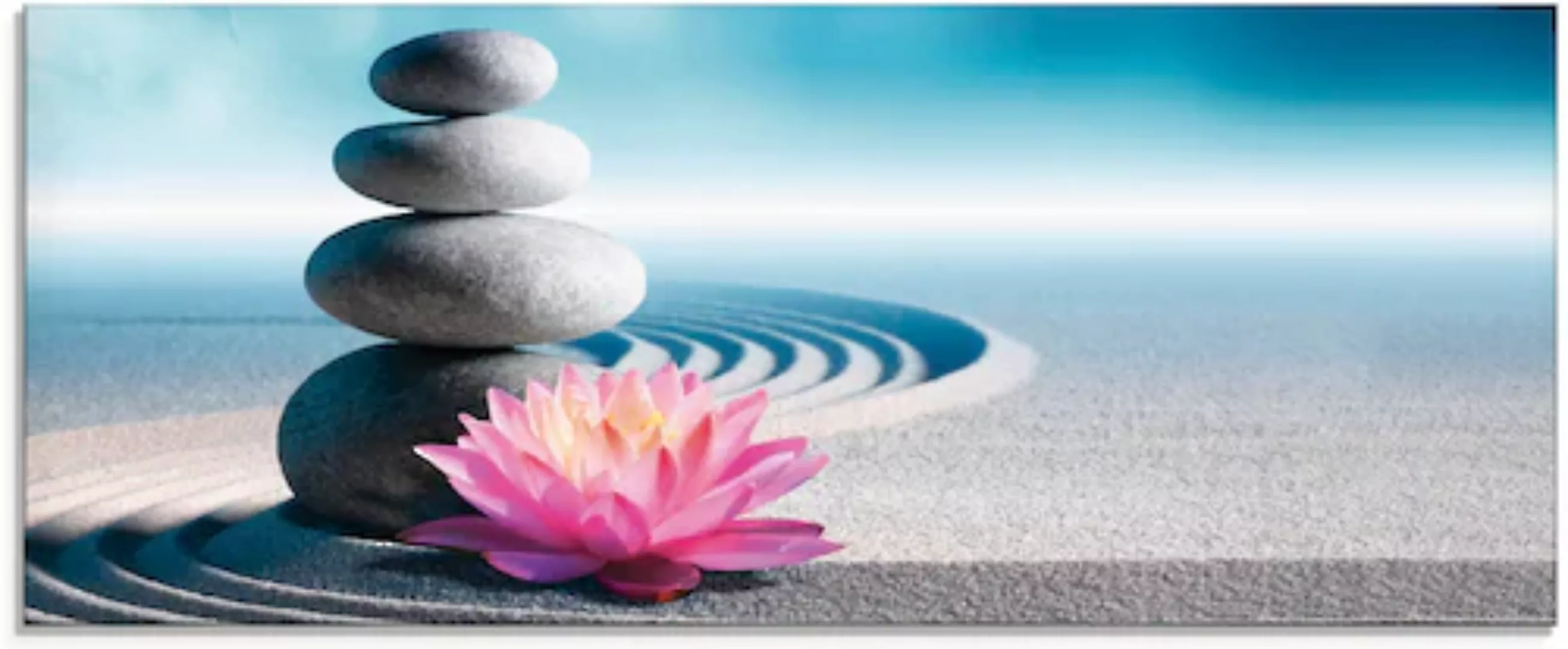 Artland Glasbild "Sand, Lilie und Spa-Steine in Zen-Garten", Zen, (1 St.) günstig online kaufen