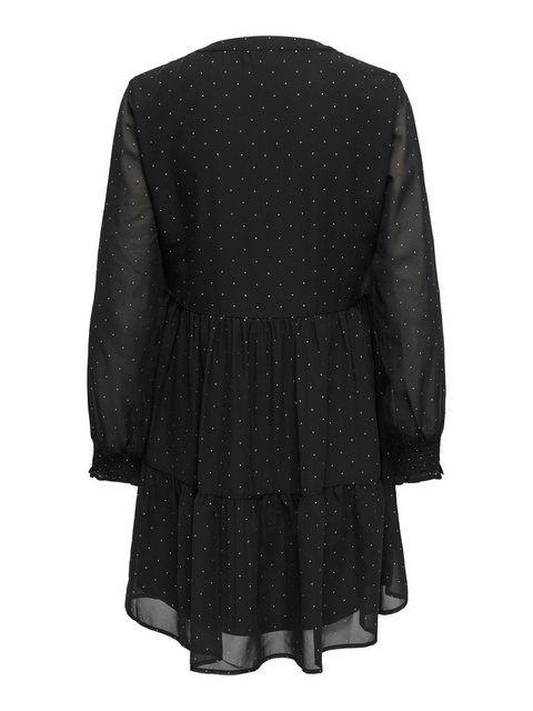 JACQUELINE de YONG Shirtkleid Kleid Mini gepunktet V-Ausschnitt Langarm (mi günstig online kaufen