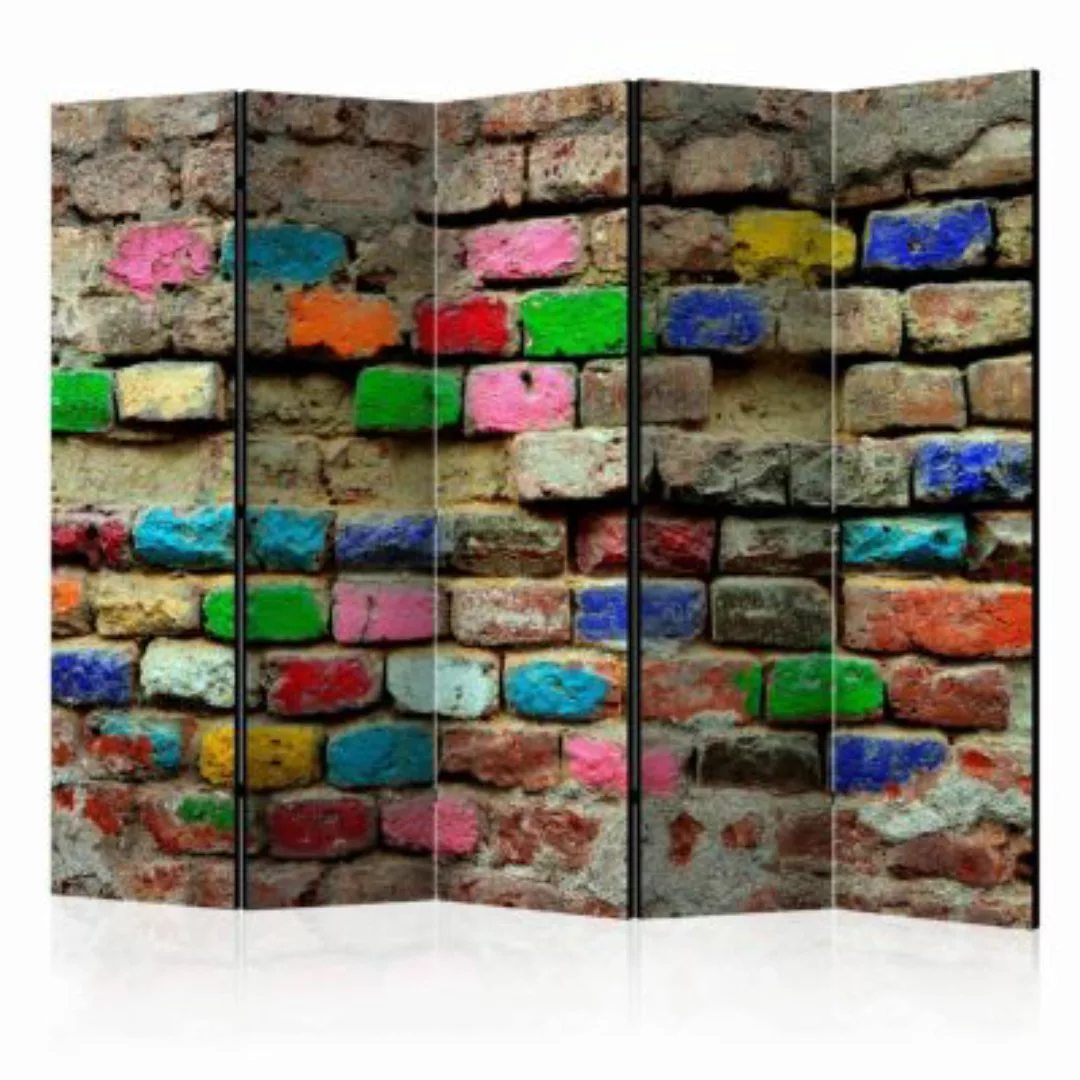 artgeist Paravent Colourful Bricks II [Room Dividers] mehrfarbig Gr. 225 x günstig online kaufen