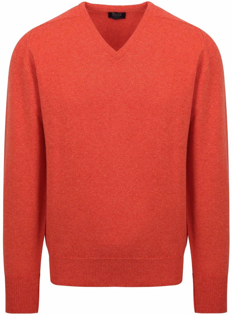 William Lockie V-Auschnitt Pullover Lamwolle Orange - Größe XXL günstig online kaufen