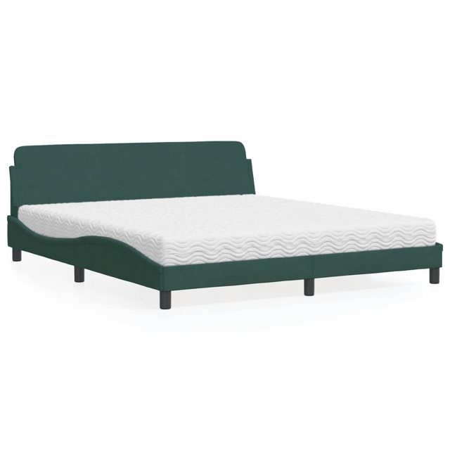 vidaXL Bett Bett mit Matratze Dunkelgrün 180x200 cm Samt günstig online kaufen