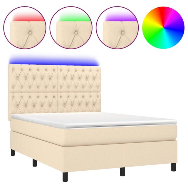 vidaXL Boxspringbett Bett Boxspringbett mit Matratze & LED Stoff (140 x 190 günstig online kaufen