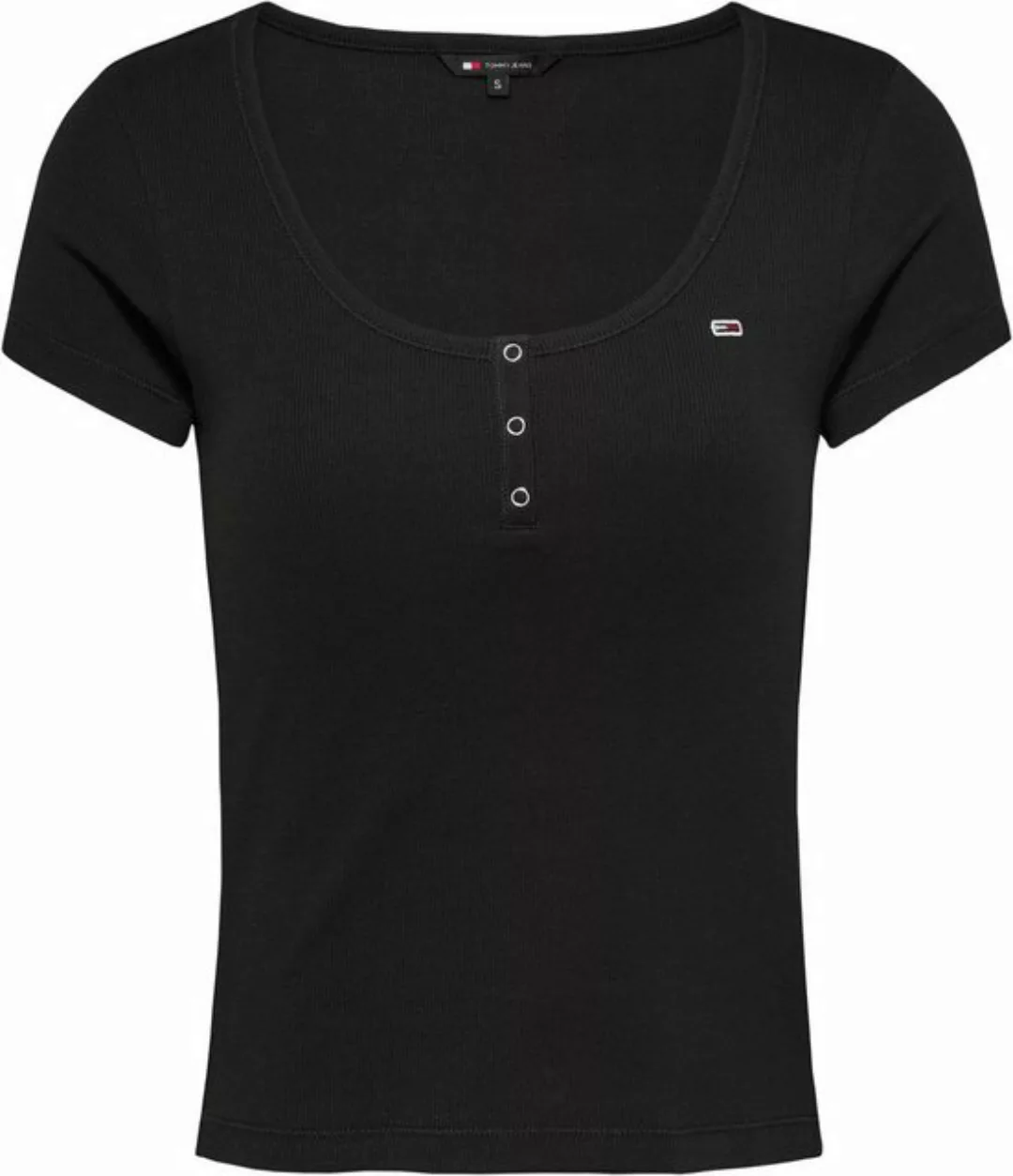 Tommy Jeans Rundhalsshirt TJW SLIM HENLEY TOP SS mit Tommy Jeans Flagge günstig online kaufen