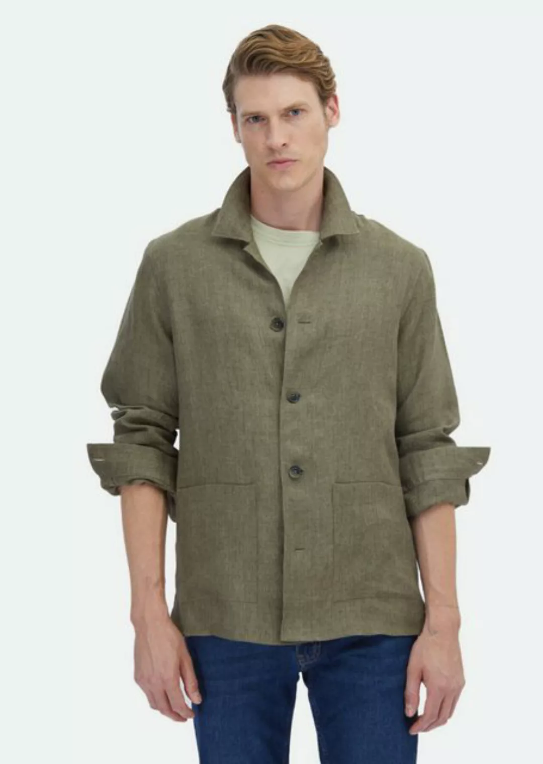 RAMSEY Langarmhemd Khaki Hemdjacke günstig online kaufen