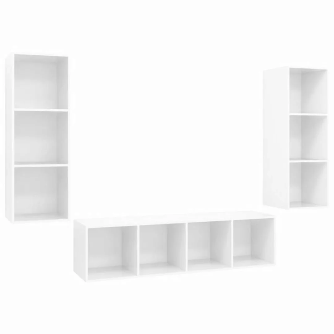 furnicato TV-Schrank 3-tlg. TV-Schrank-Set Hochglanz-Weiß Holzwerkstoff günstig online kaufen