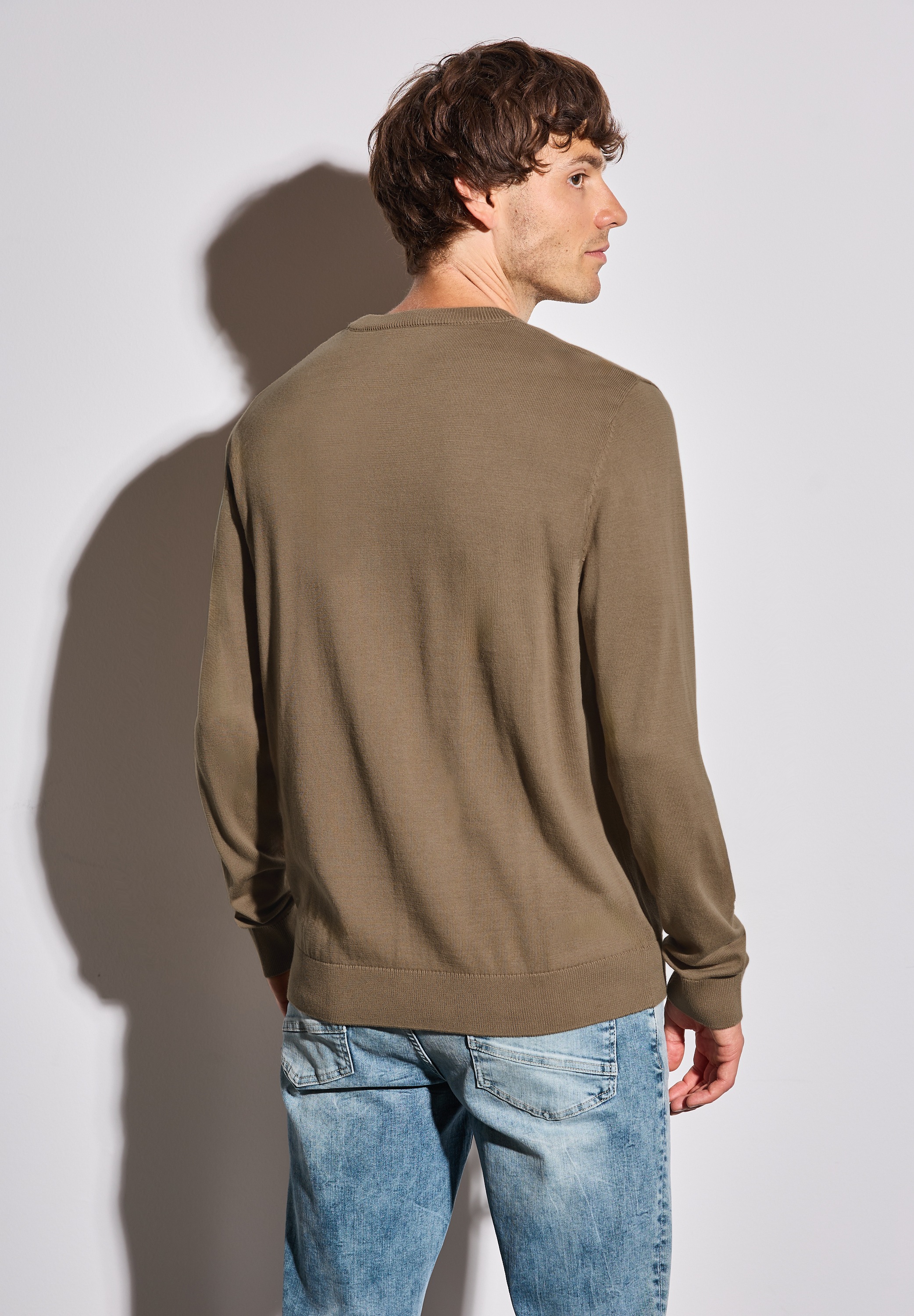 STREET ONE MEN Rundhalspullover, aus reiner Baumwolle günstig online kaufen