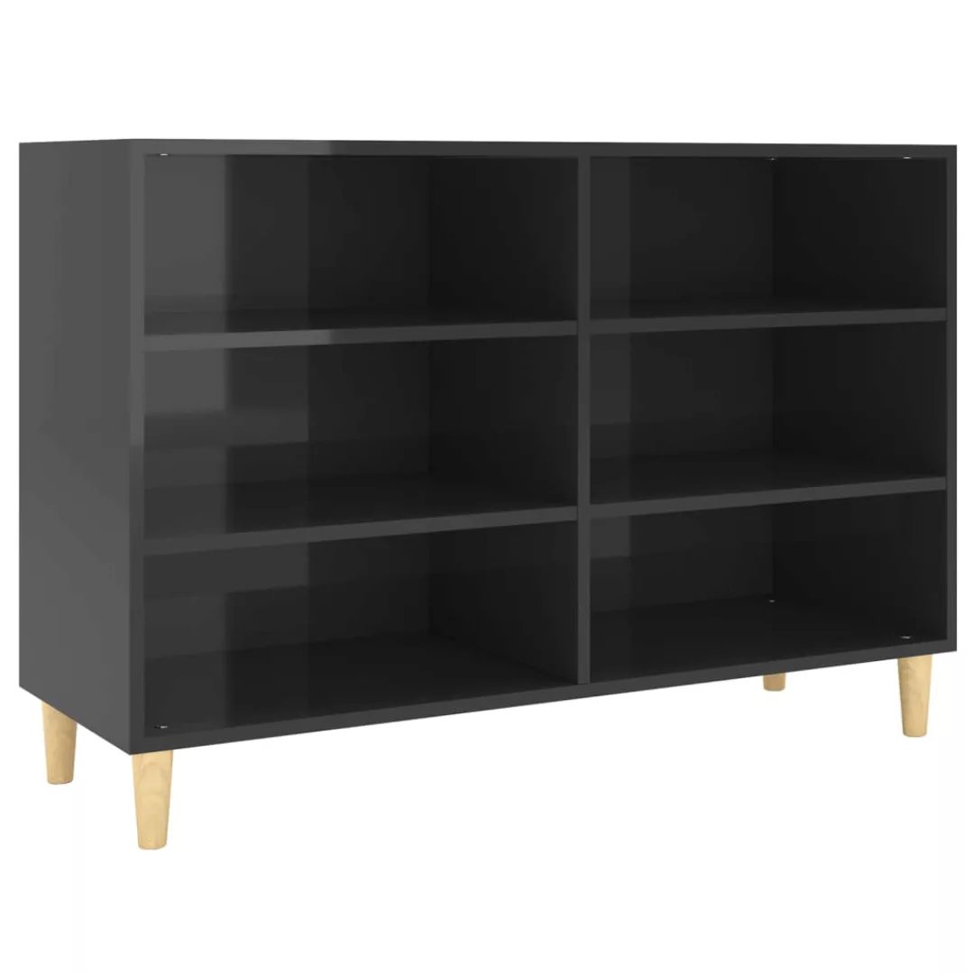 Sideboard Hochglanz-schwarz 103,5x35x70 Cm Spanplatte günstig online kaufen