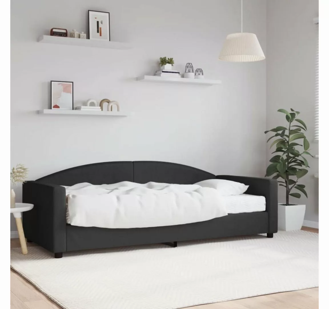 furnicato Bett Tagesbett mit Matratze Schwarz 90x200 cm Stoff günstig online kaufen