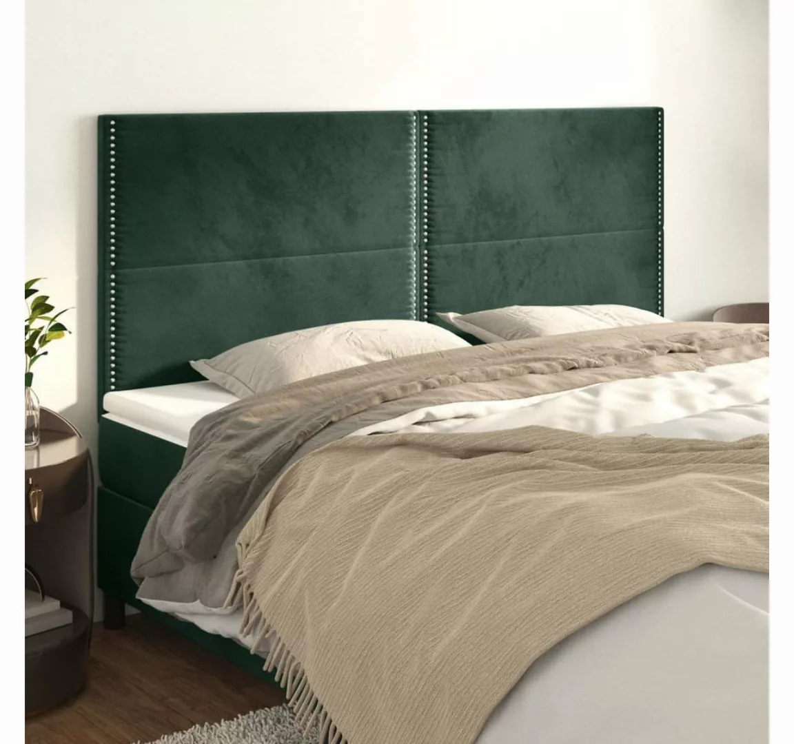 vidaXL Bett, Kopfteile 4 Stk. Dunkelgrün 90x5x78/88 cm Samt günstig online kaufen