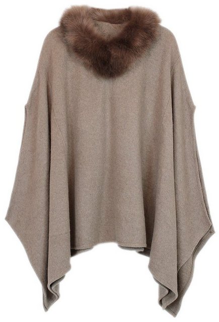 dy_mode Poncho Eleganter Damen Poncho mit Kunstfell Kragen Winter Überwurf günstig online kaufen