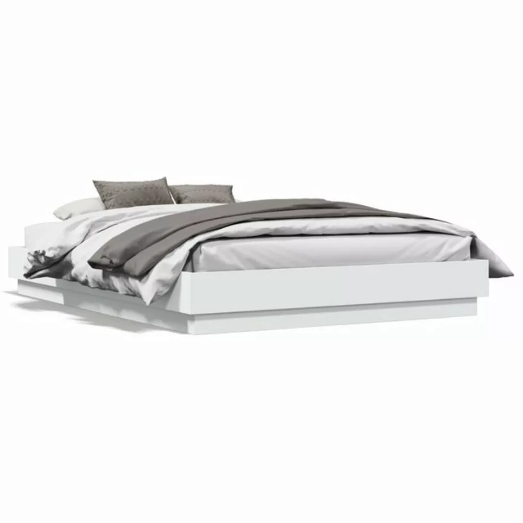 vidaXL Bett Bettgestell mit LED Weiß 135x190 cm günstig online kaufen