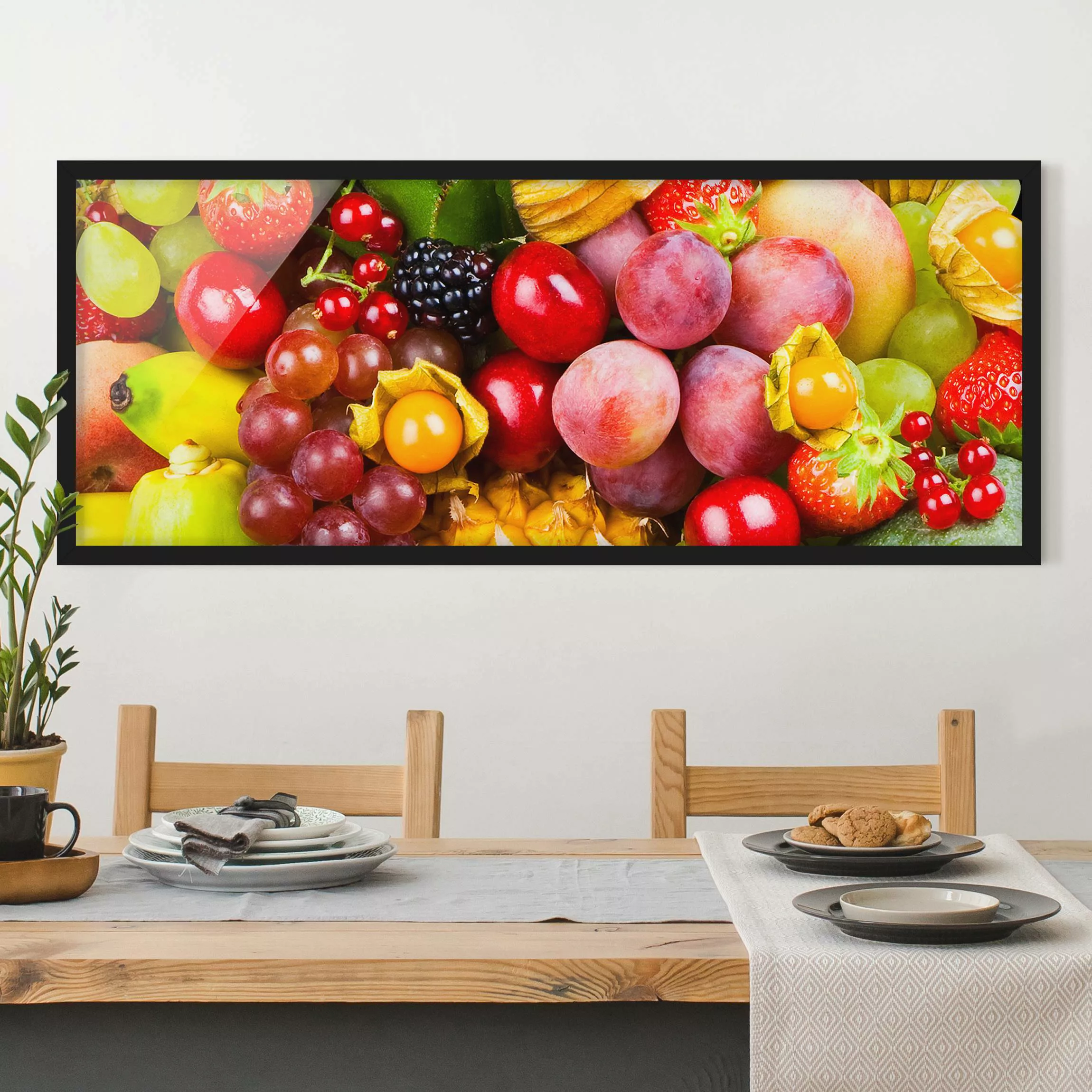 Bild mit Rahmen Küche - Panorama Colourful Exotic Fruits günstig online kaufen
