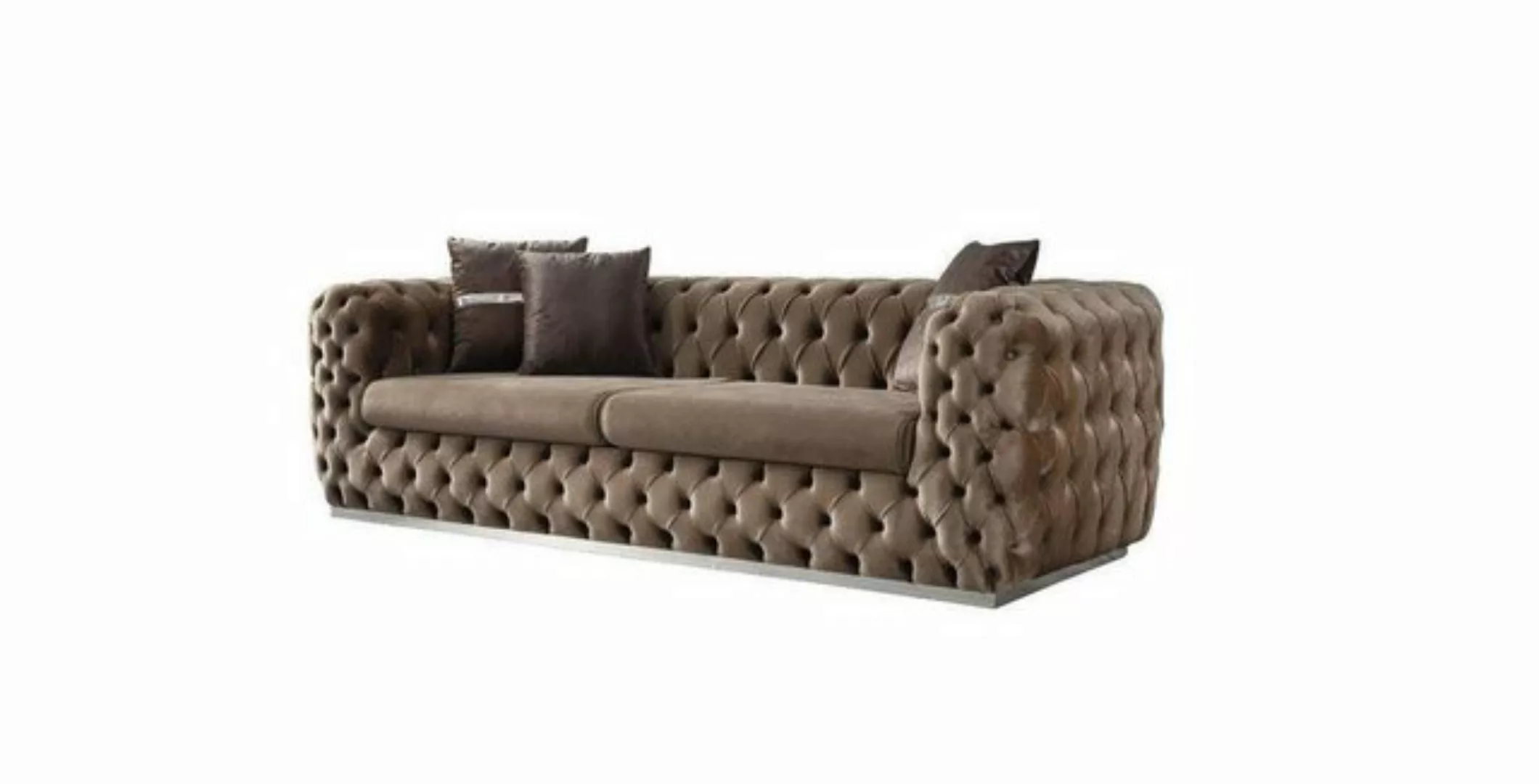 JVmoebel 3-Sitzer Sofa 3 Sitzer Polstersofa Braun Textil Sitz Design Couch günstig online kaufen