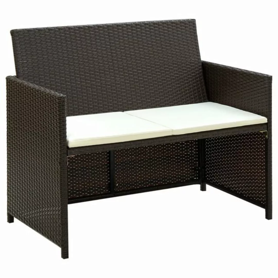 2-sitzer-gartensofa Mit Polstern Braun Poly Rattan günstig online kaufen