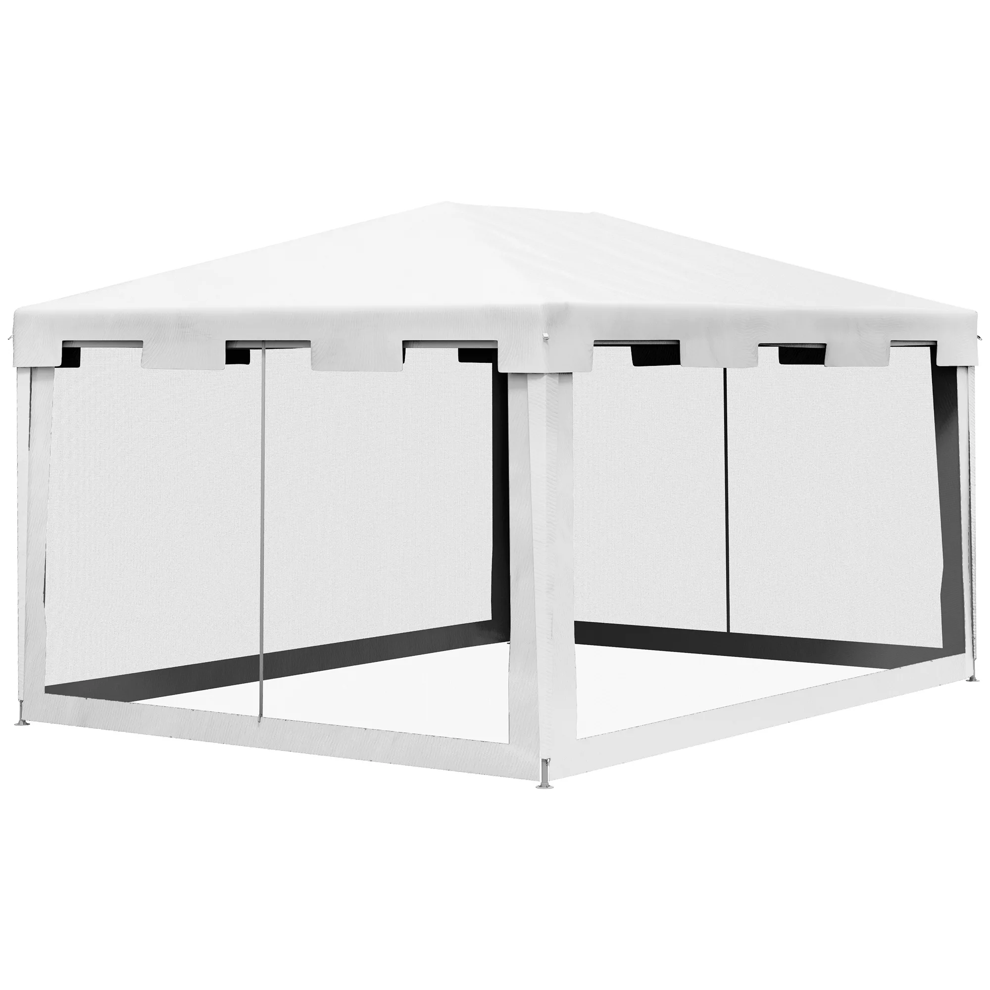 Outsunny Pavillon Partyzelt 4x3m Gartenpavillon mit Netz-Seitenwänden für B günstig online kaufen