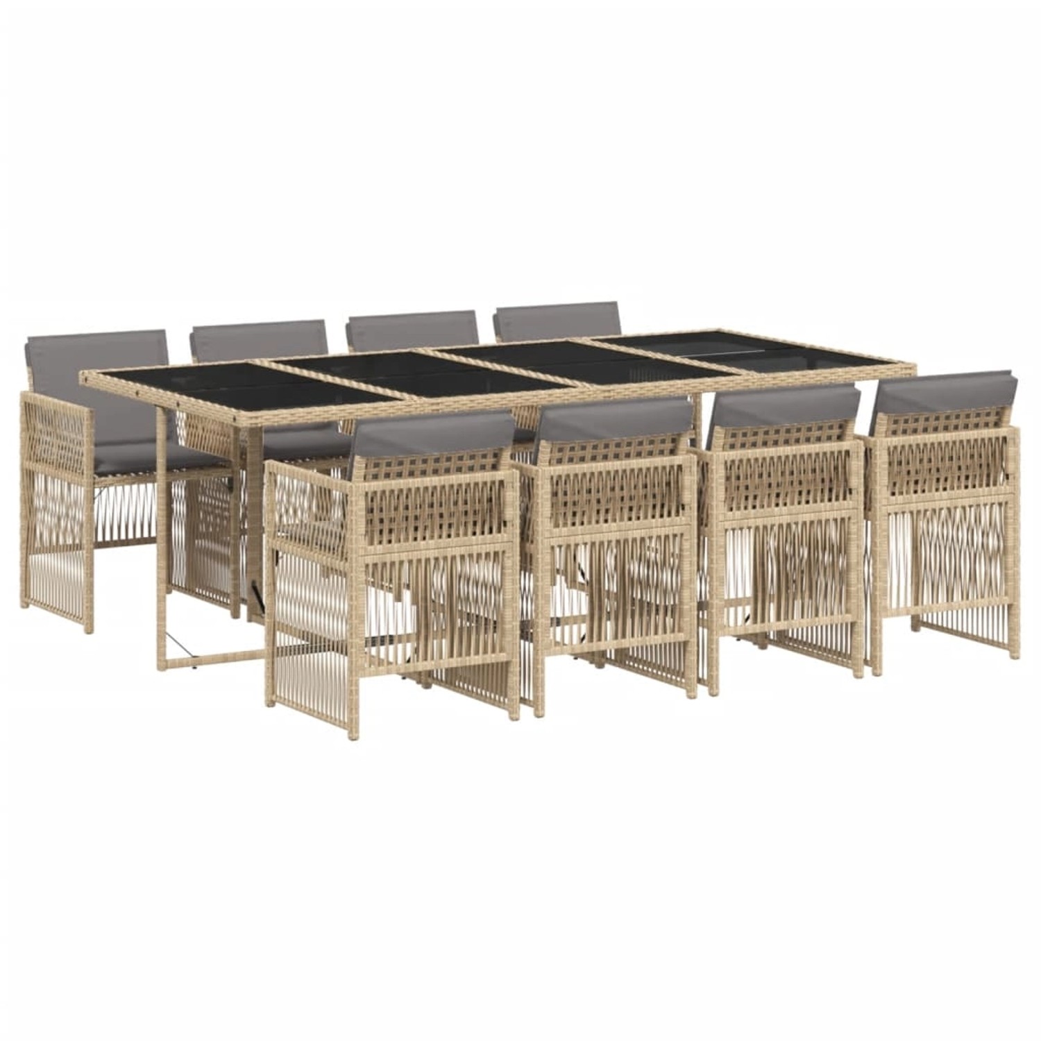 vidaXL 9-Tlg Garten-Essgruppe mit Kissen Beigemischung Poly Rattan 3210924 günstig online kaufen