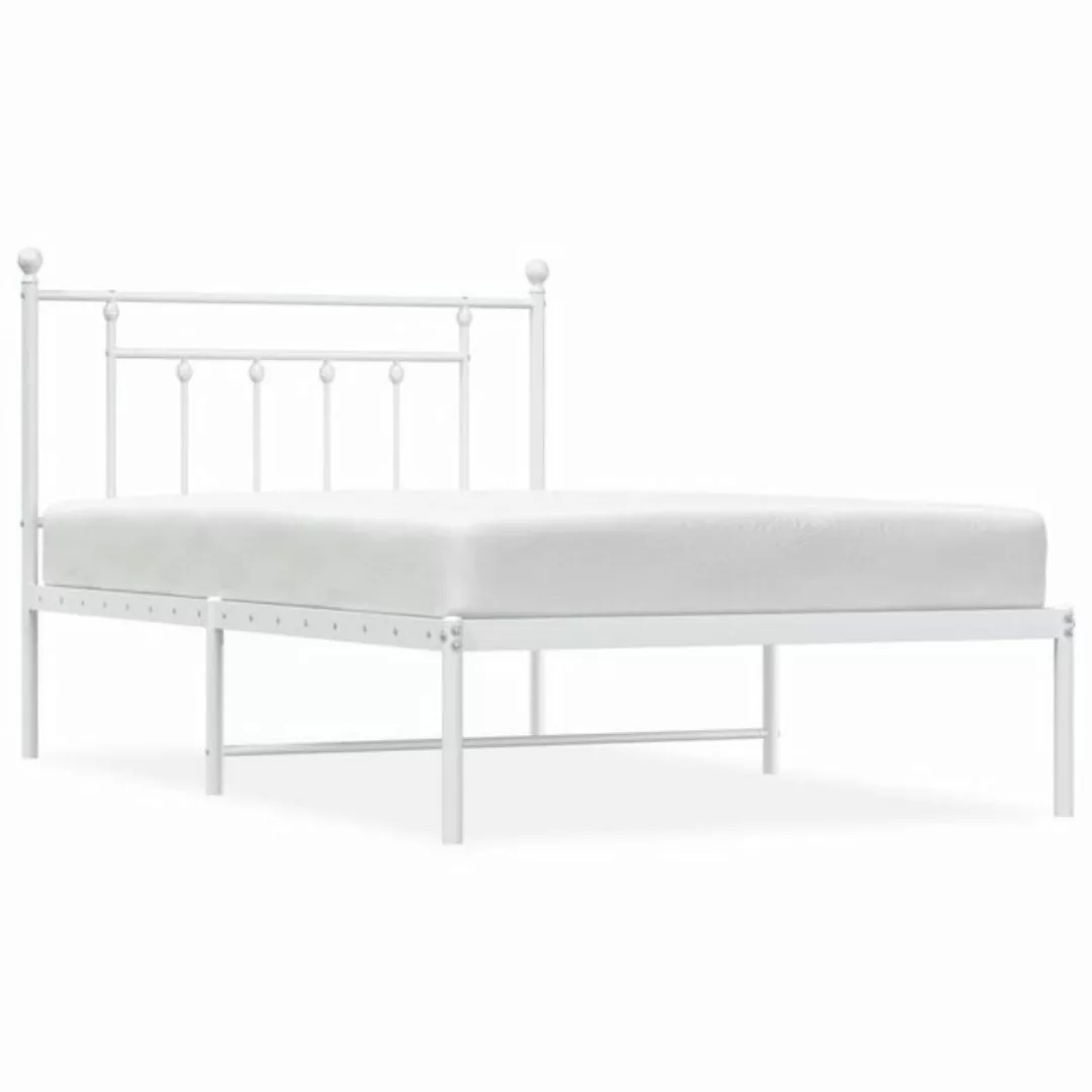 furnicato Bett Bettgestell mit Kopfteil Metall Weiß 107x203 cm günstig online kaufen