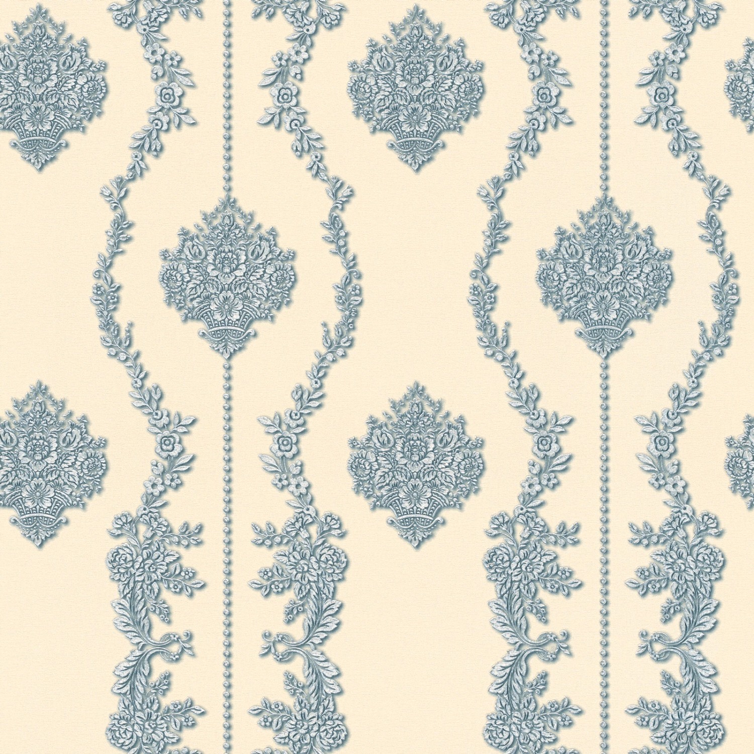 Bricoflor Esszimmer und Wohnzimmer Tapete Ornament Vliestapete in Weiß Blau günstig online kaufen