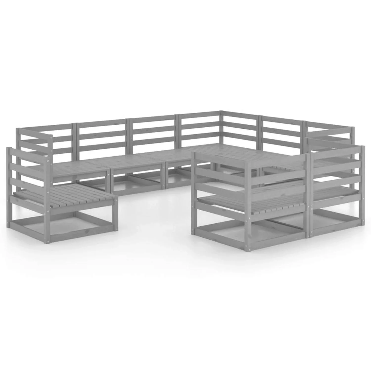 vidaXL 9-tlg Garten-Lounge-Set Grau Kiefer Massivholz Modell 17 günstig online kaufen