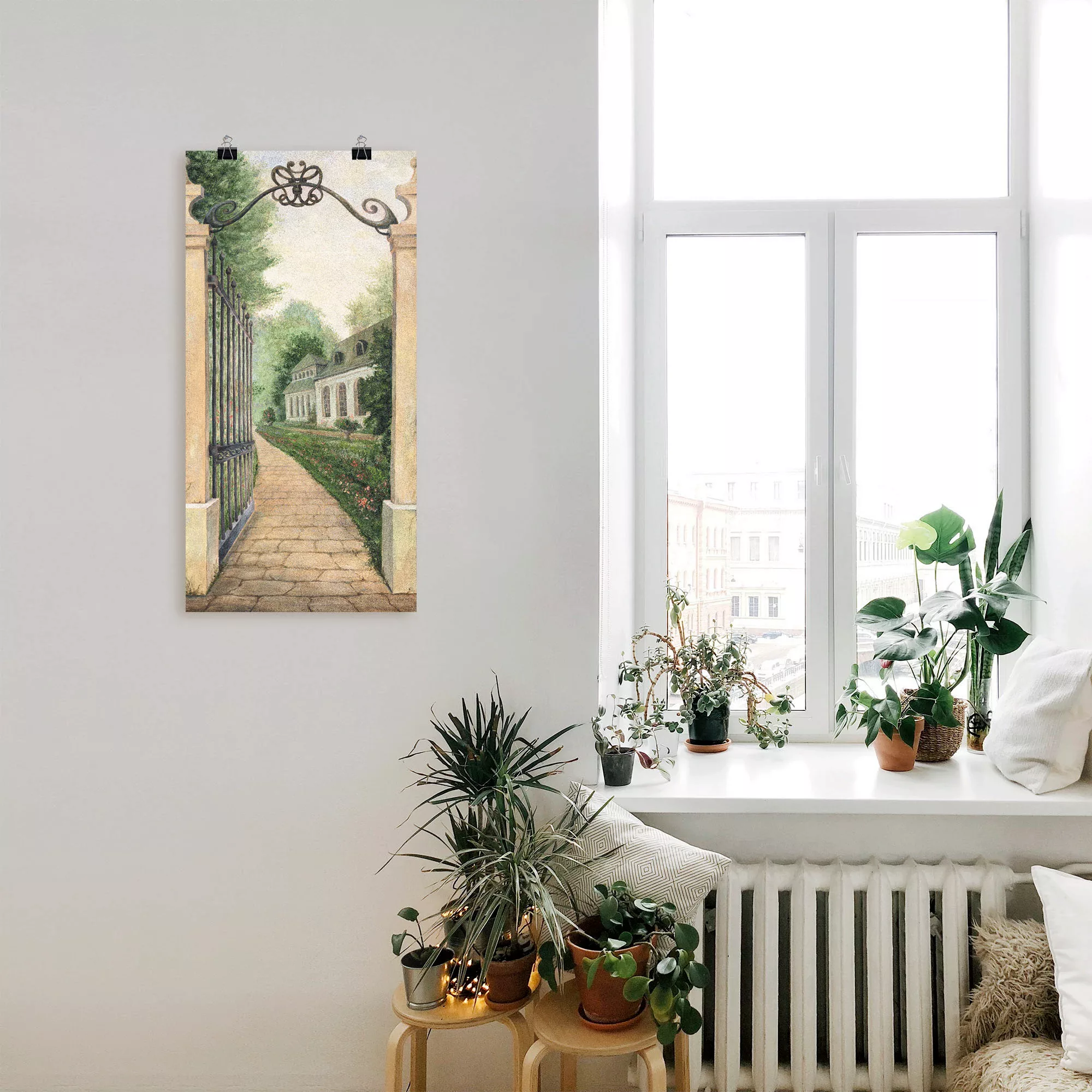 Artland Wandbild "Fresco - Blick durchs Gartentor", Garten, (1 St.), als Le günstig online kaufen