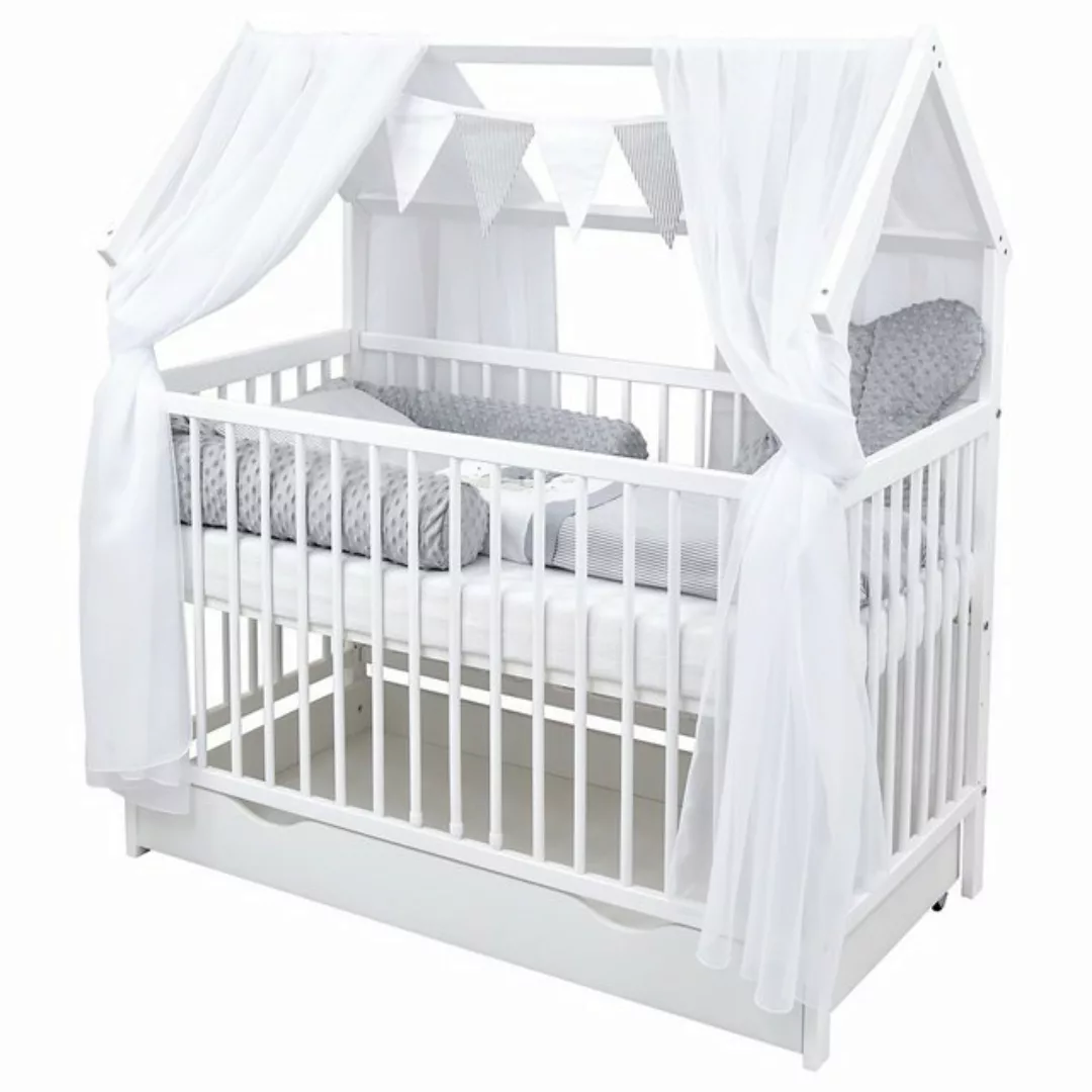 Baby-Delux Komplettbett Hausbett Babybett Schublade Schutzgitter Komplettse günstig online kaufen