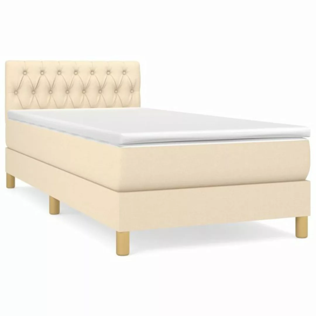 vidaXL Boxspringbett Boxspringbett mit Matratze Creme 90x200 cm Stoff Bett günstig online kaufen