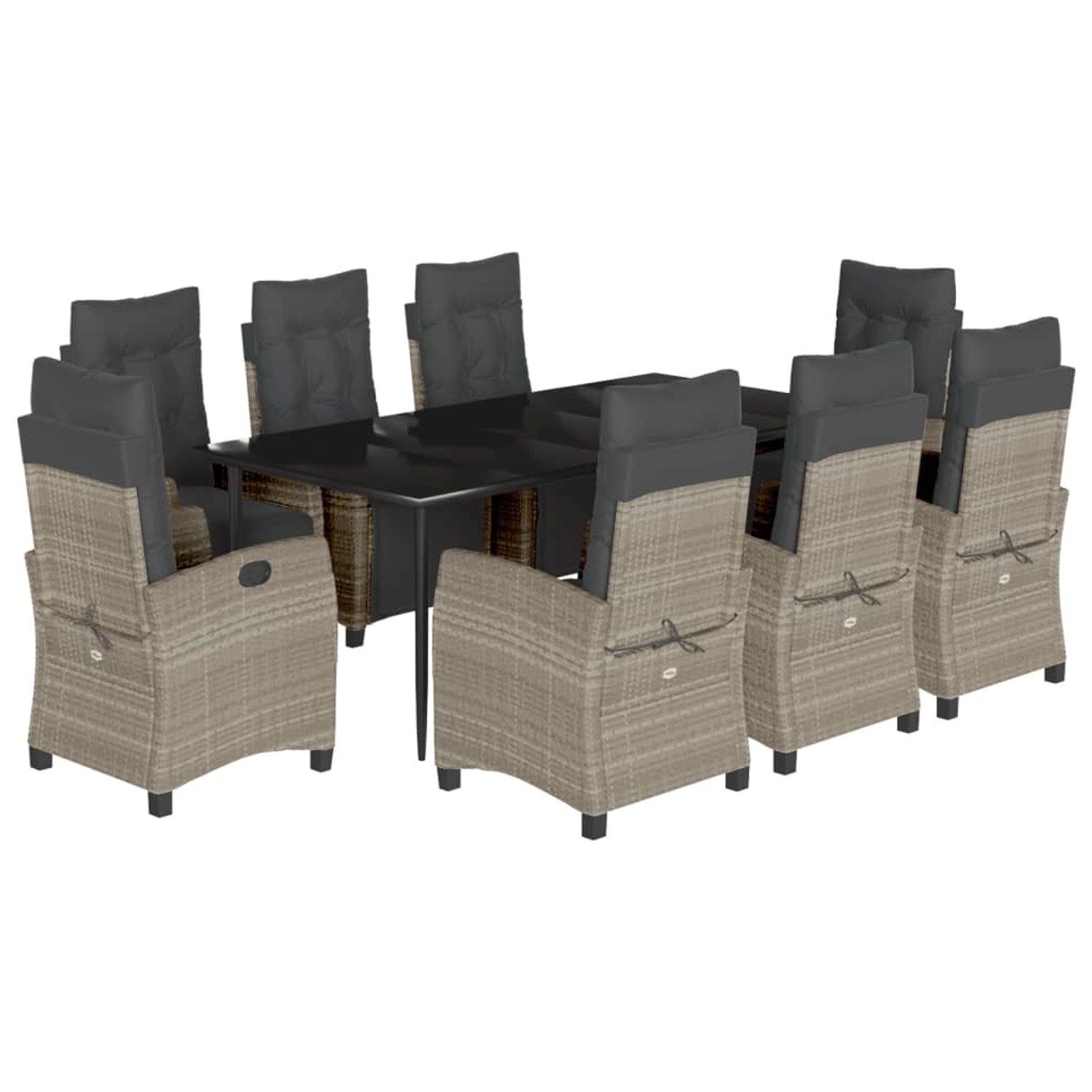 vidaXL 9-Tlg Garten-Essgruppe mit Kissen Hellgrau Poly Rattan 3213036 günstig online kaufen