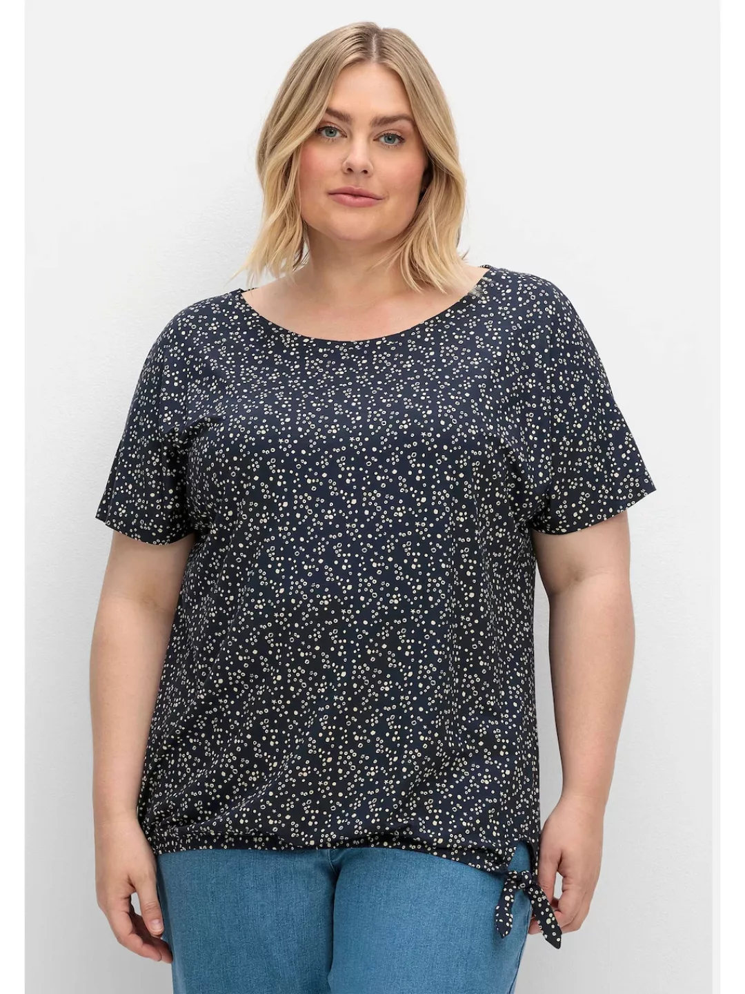 Sheego T-Shirt "Große Größen", mit Gummizugbund und Knotendetail günstig online kaufen