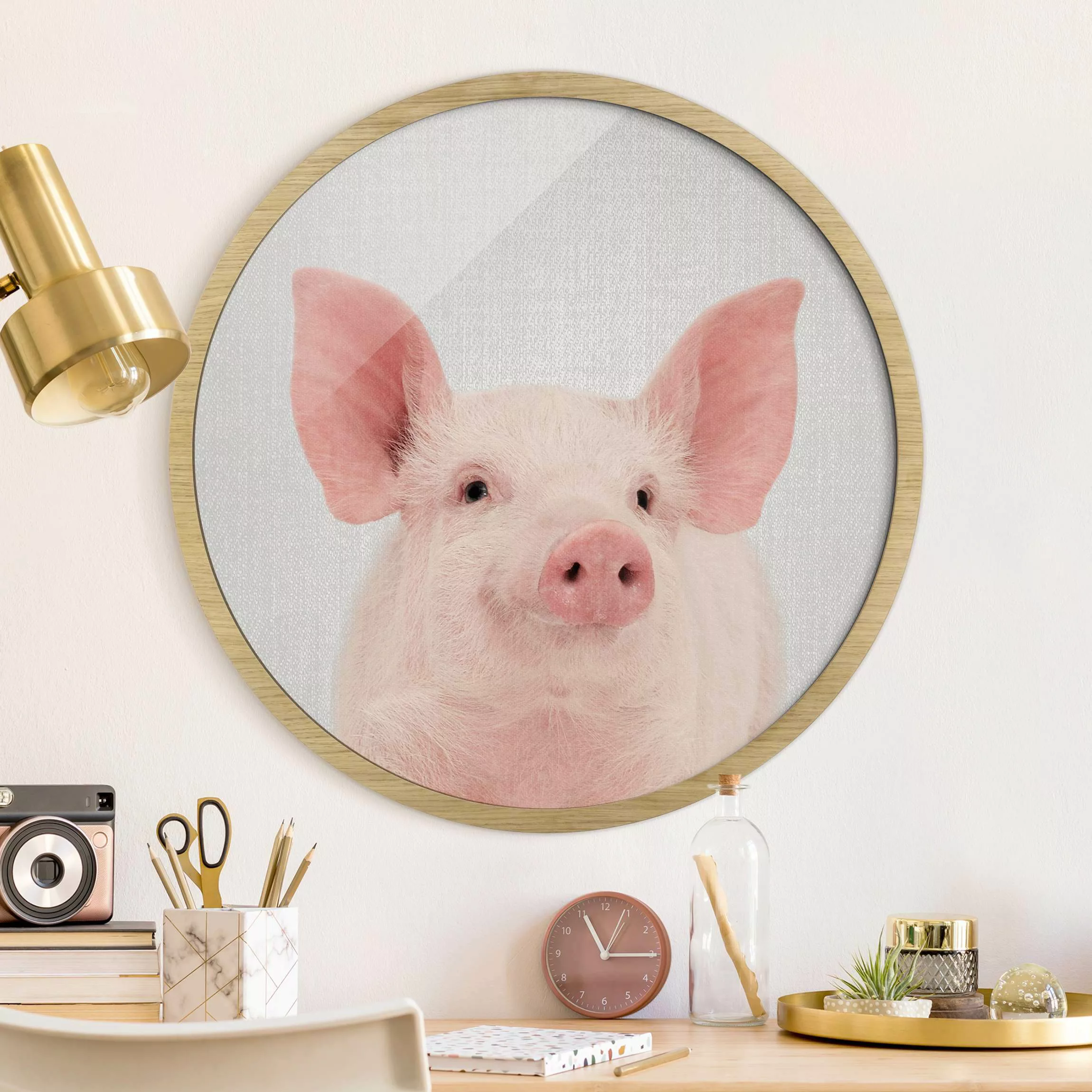 Rundes Gerahmtes Bild Schwein Schorsch günstig online kaufen