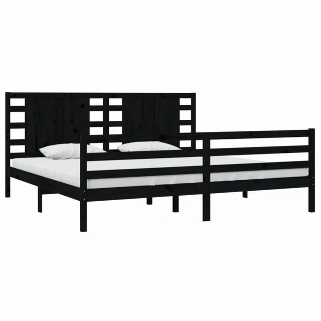 vidaXL Bett Massivholzbett Schwarz Kiefer 200x200 cm günstig online kaufen