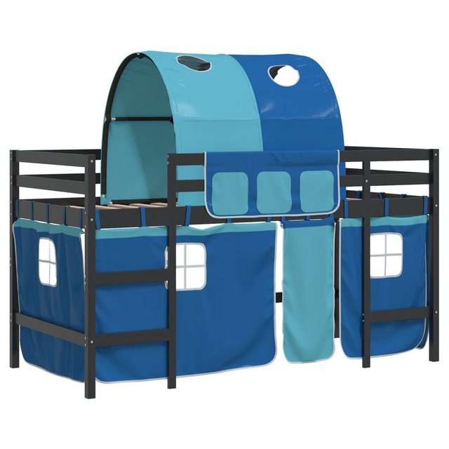 vidaXL Bett Kinderhochbett mit Tunnel Blau 80x200 cm Massivholz Kiefer günstig online kaufen