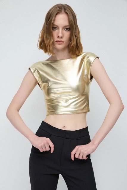 No Matter What Crop-Top Glänzendes Rückenfreies Basic-Crop-Top günstig online kaufen