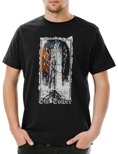 Urban Backwoods Print-Shirt Tarot B The Tower Herren T-Shirt Set Card Karte günstig online kaufen