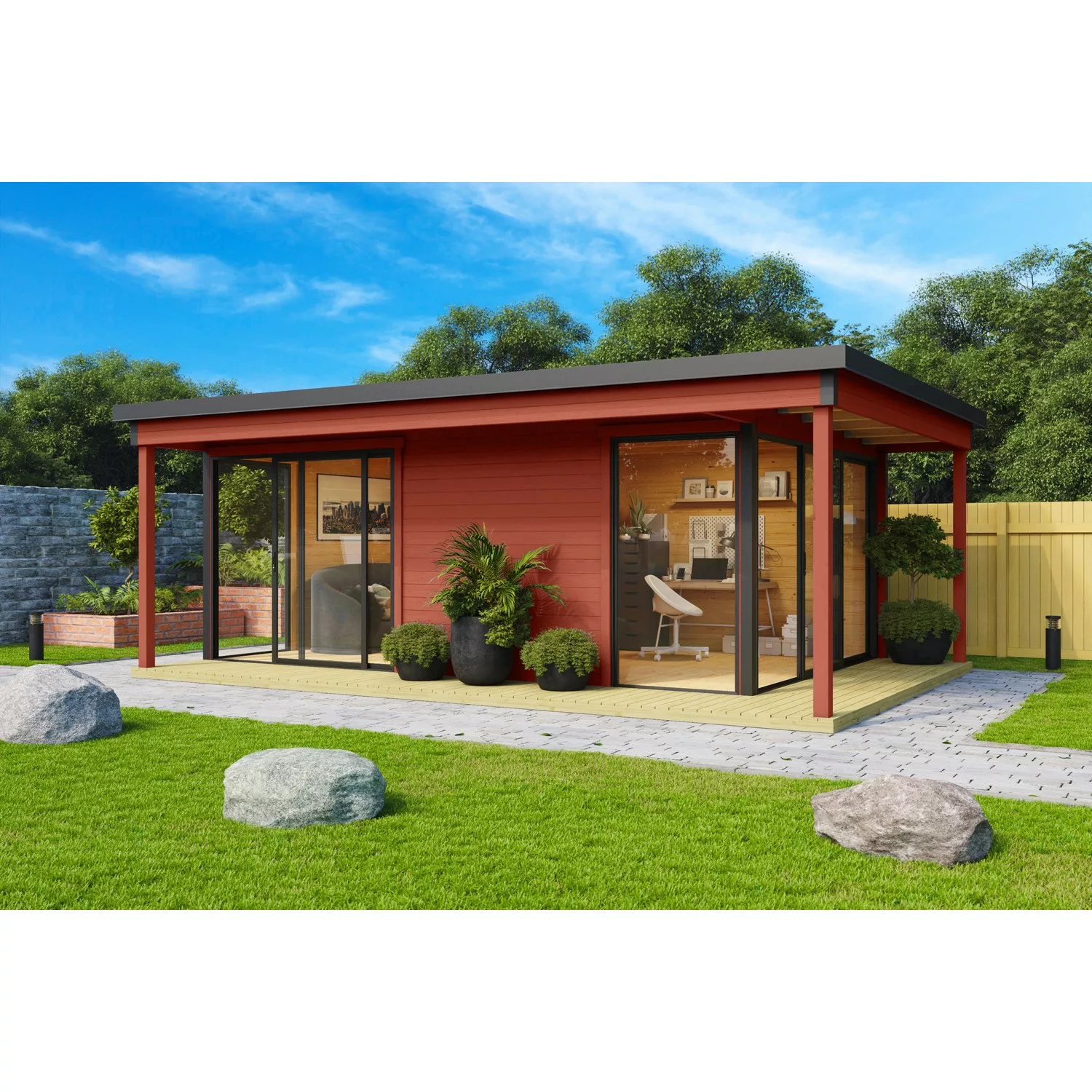 Lasita Maja Gartenhaus Domeo 3 Loggia Schwedenrot 509 cm x 322 cm günstig online kaufen