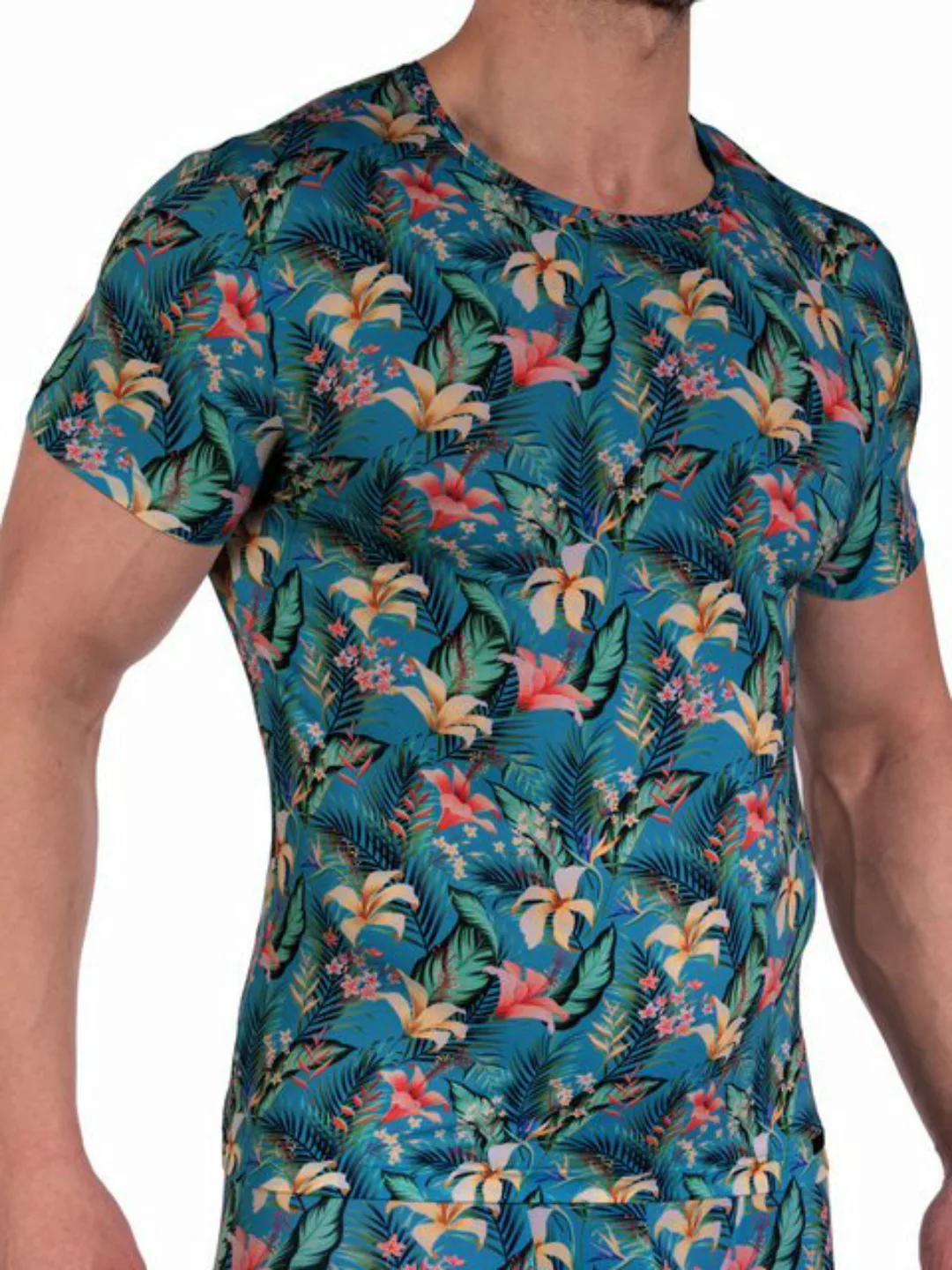 MANSTORE T-Shirt MANSTORE M800 Casual Tee blue flower günstig online kaufen