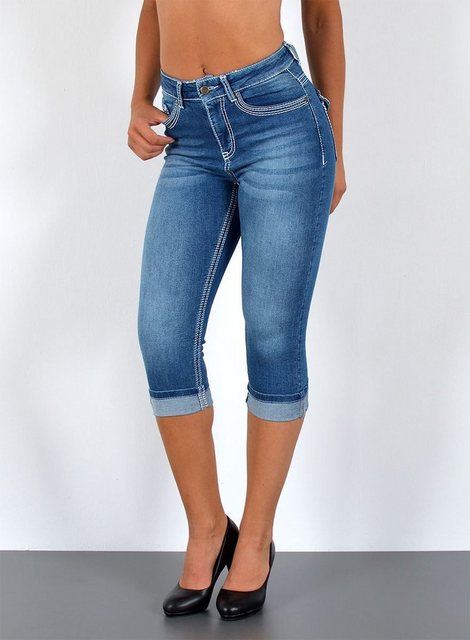 ESRA Caprijeans J563 Damen High Waist Capri Jeans mit dicker Naht, bis Über günstig online kaufen