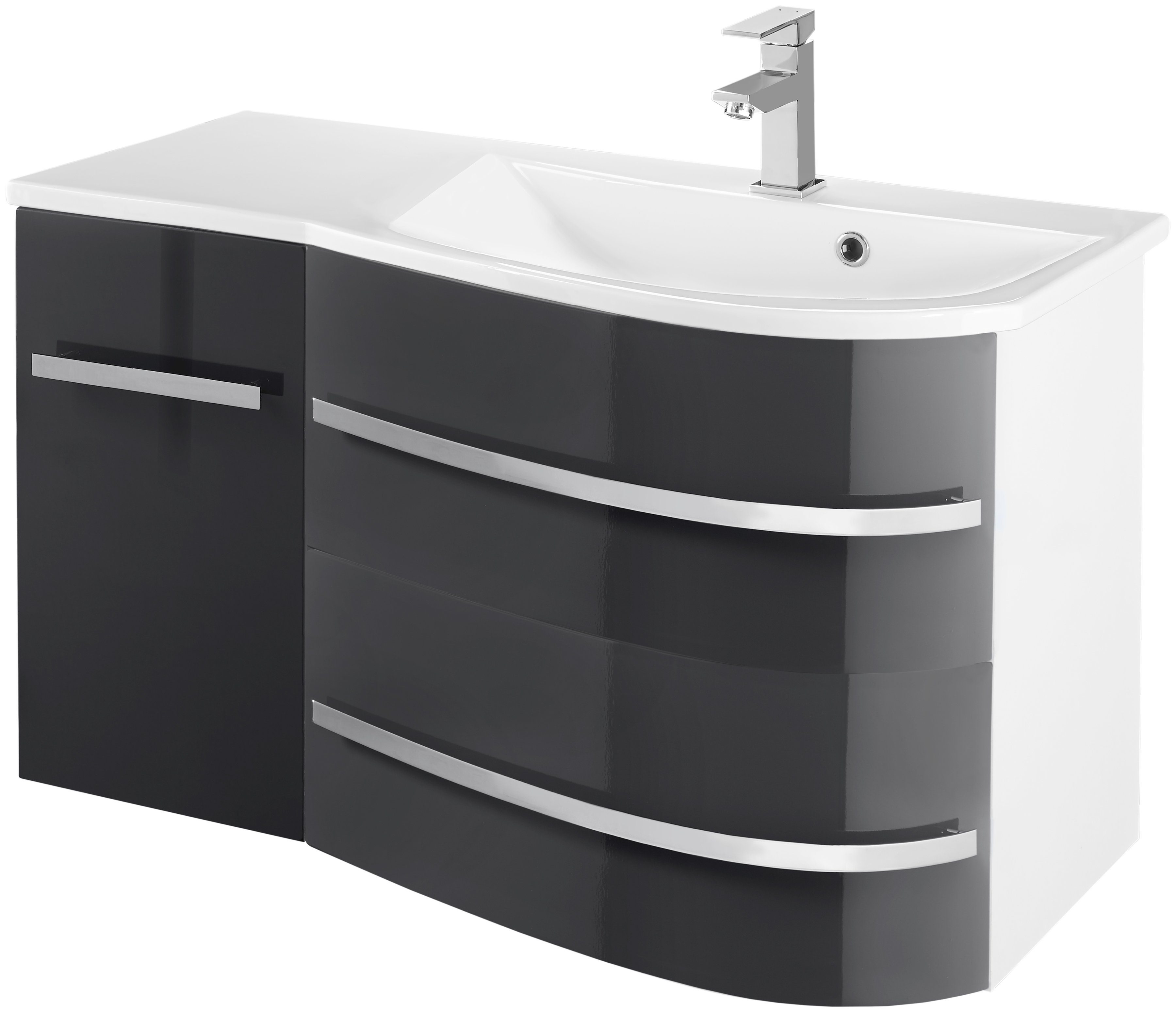 welltime Waschtisch "OSLO", Breite 90 cm, Badmöbel mit geschwungener Front, günstig online kaufen