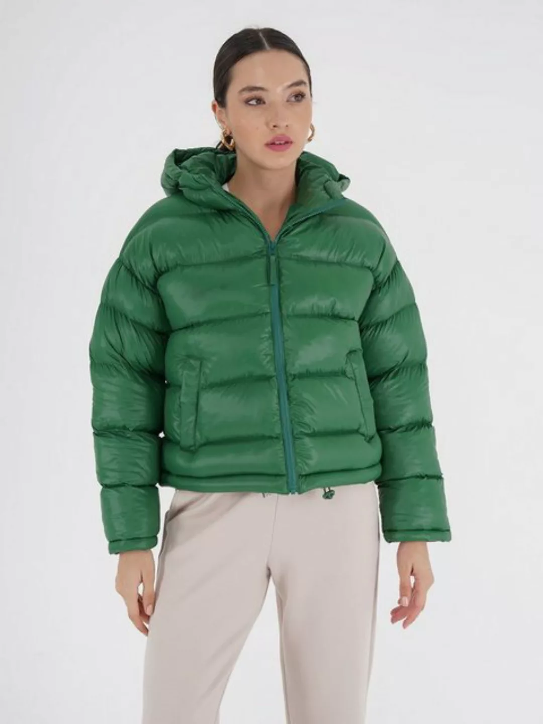 Freshlions Daunenjacke Freshlions Hooded Puffer Jacket grün M günstig online kaufen