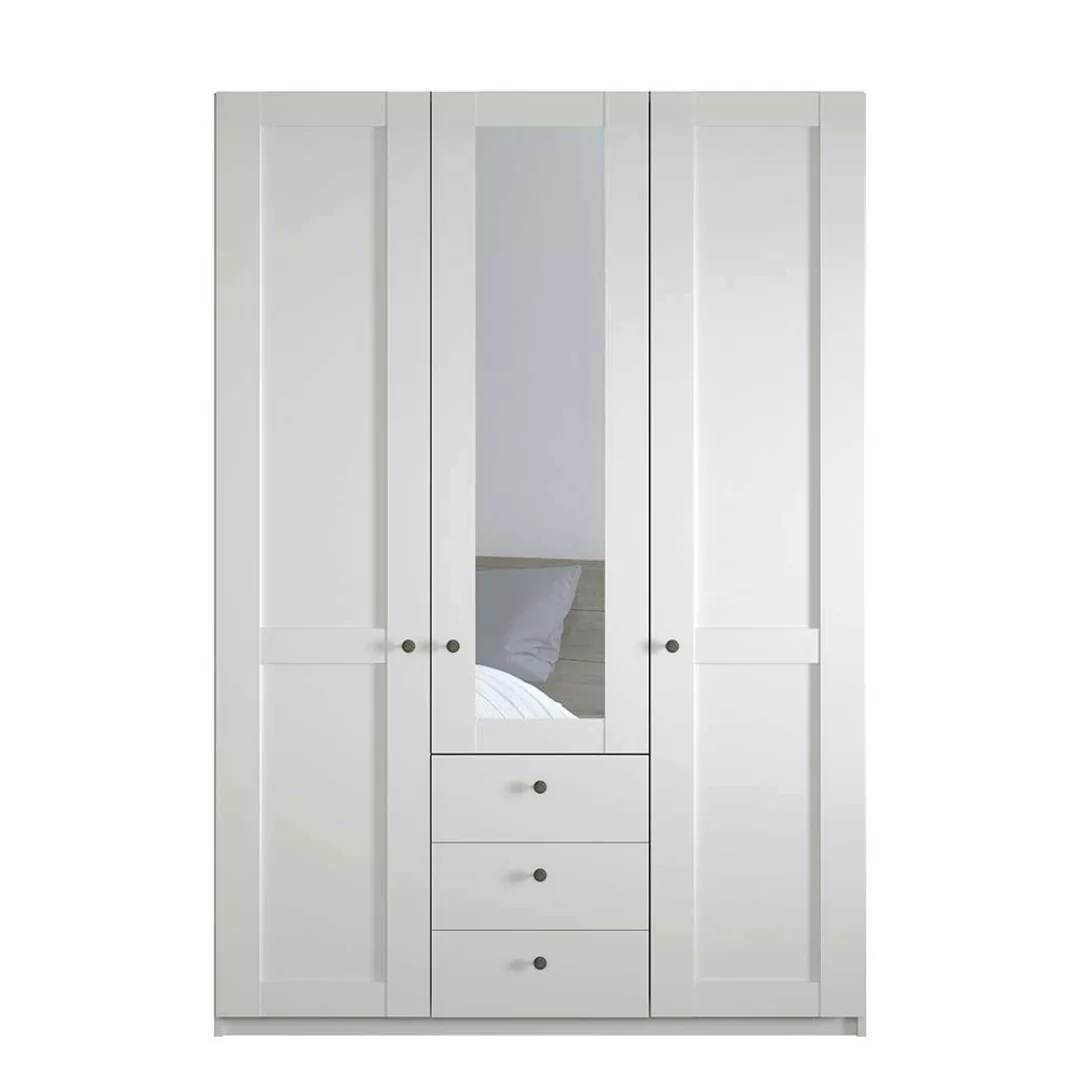 Schlafzimmerkleiderschrank in Weiß drei Schubladen und Türen günstig online kaufen