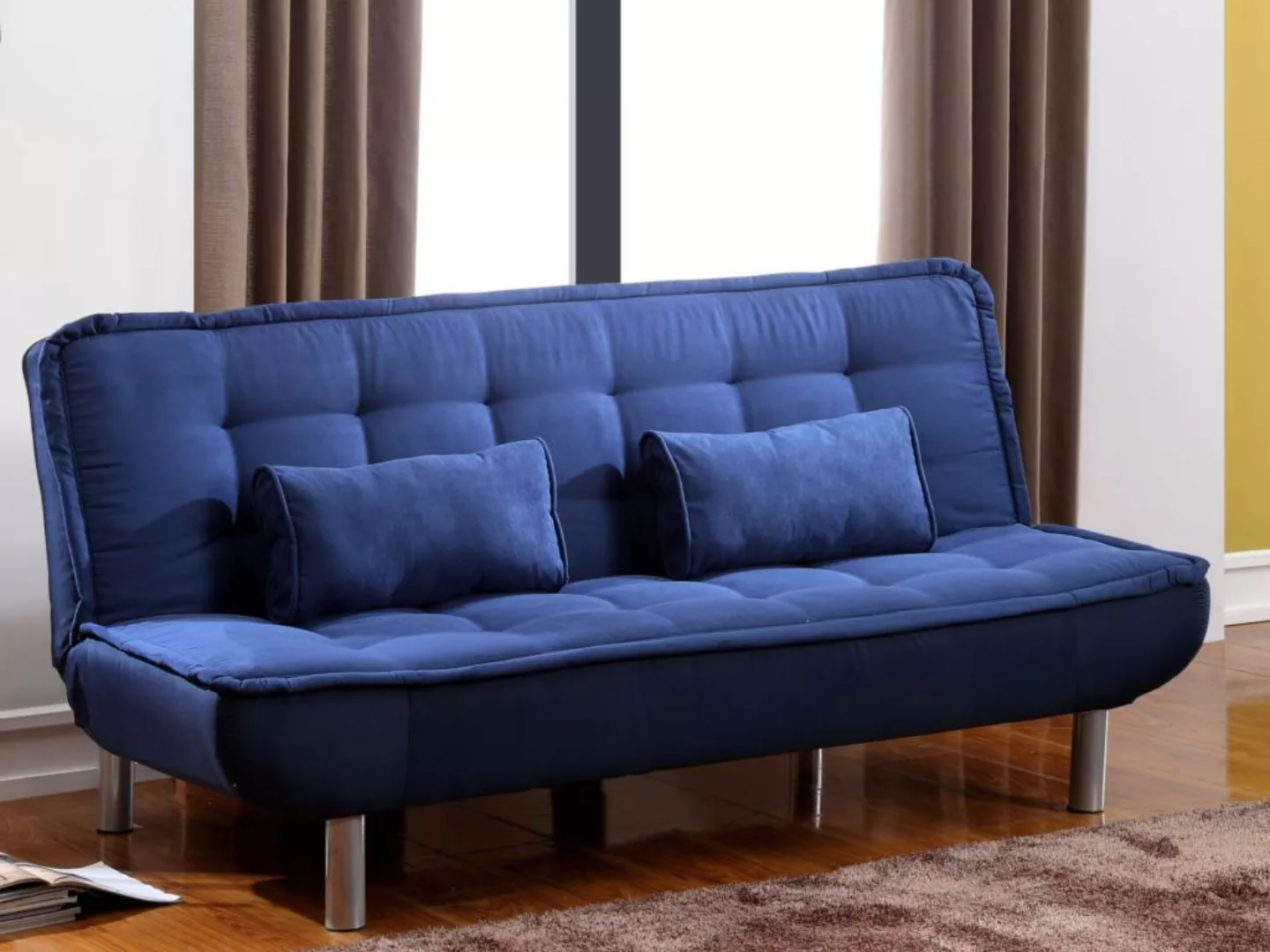 Schlafsofa Klappsofa - Stoff - Blau - MISHAN günstig online kaufen