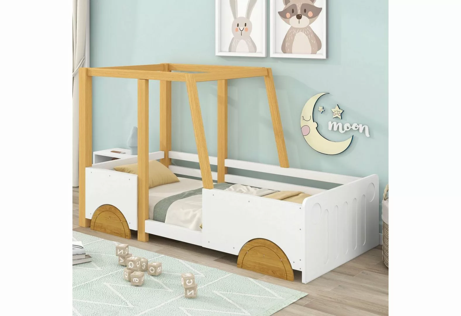 KLAM HOME Kinderbett Bodenbett Hausbett Autorahmen-Design (Kiefernholz Mont günstig online kaufen