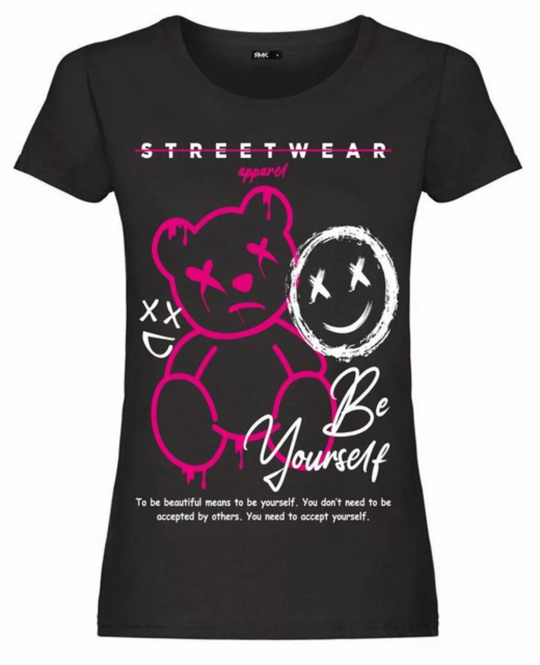 RMK T-Shirt Damen Shirt kurzarm Rundhalsshirt mit modischem Frontdruck "Ted günstig online kaufen