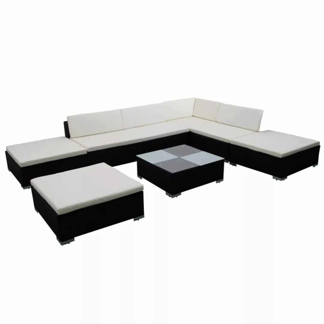 8-tlg. Garten-lounge-set Mit Auflagen Poly Rattan Schwarz günstig online kaufen