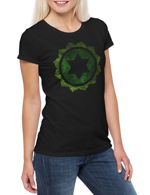 Urban Backwoods Print-Shirt Chakra Anahata Damen T-Shirt Herz Herzchakra zw günstig online kaufen