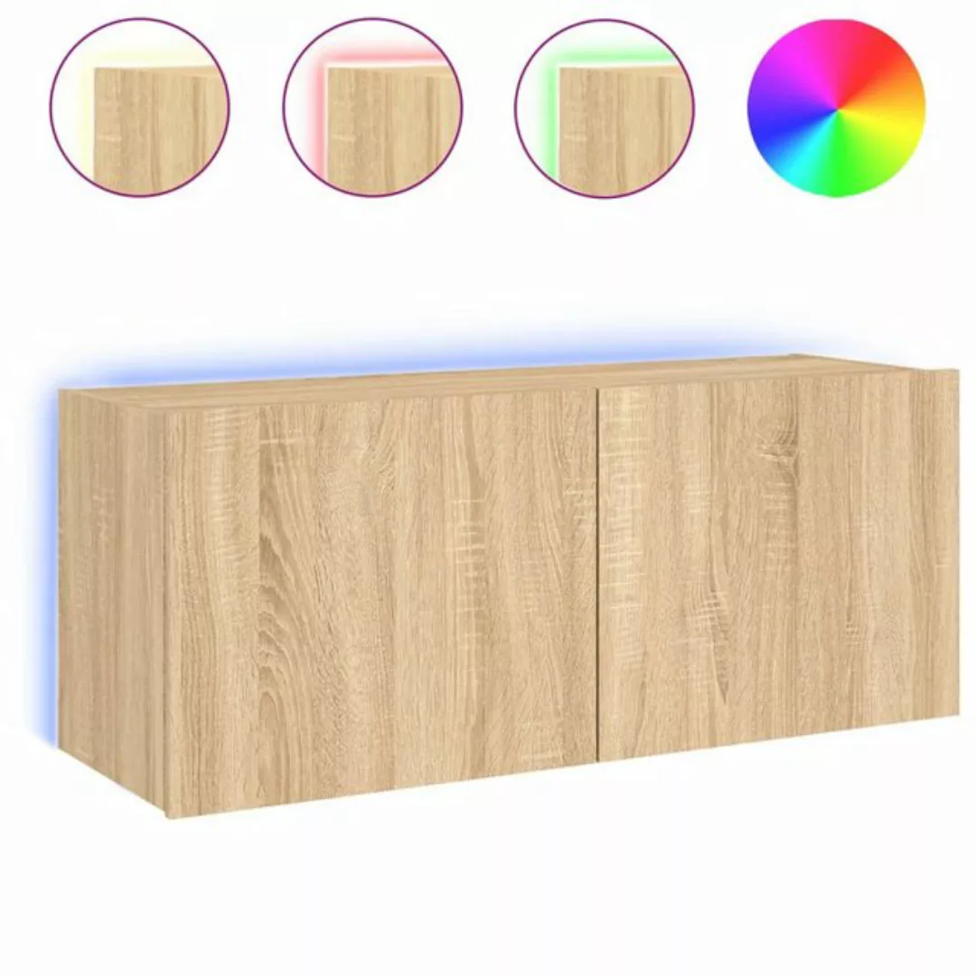 vidaXL TV-Schrank TV-Wandschrank mit LED-Leuchten Sonoma-Eiche 100x35x41 cm günstig online kaufen