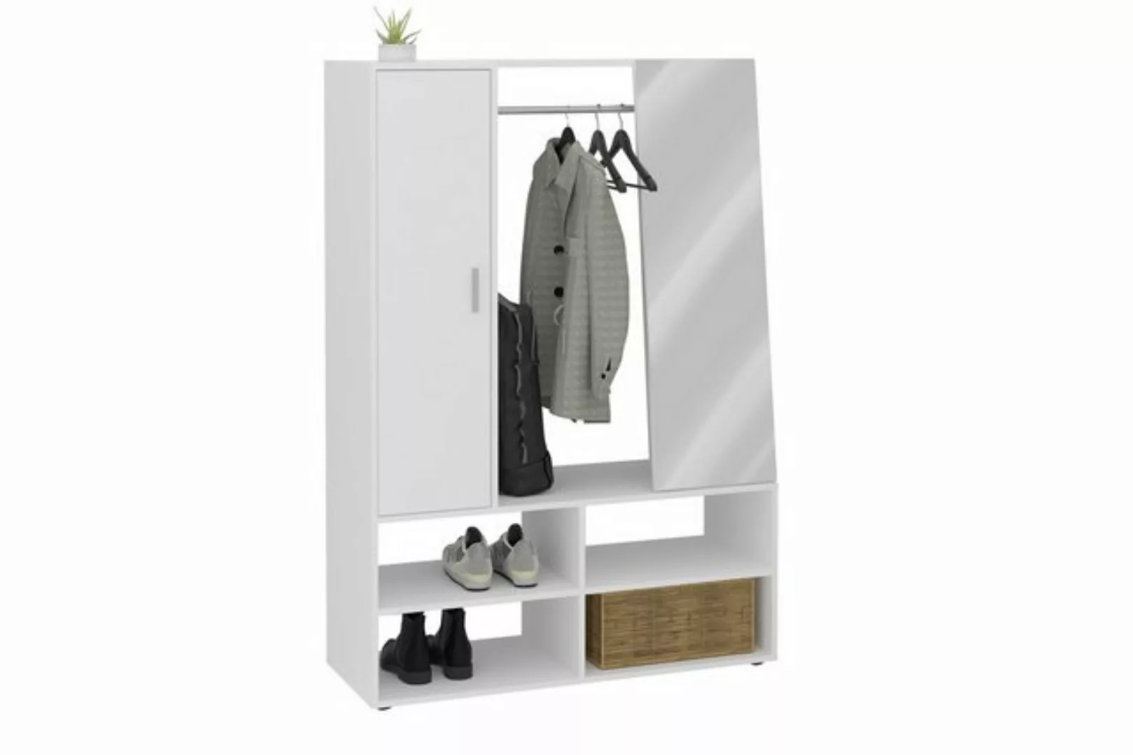 PREISBRECHER Garderobenschrank AUMA 1 in weiß - 105x151,3x39,7cm (BxHxT) günstig online kaufen