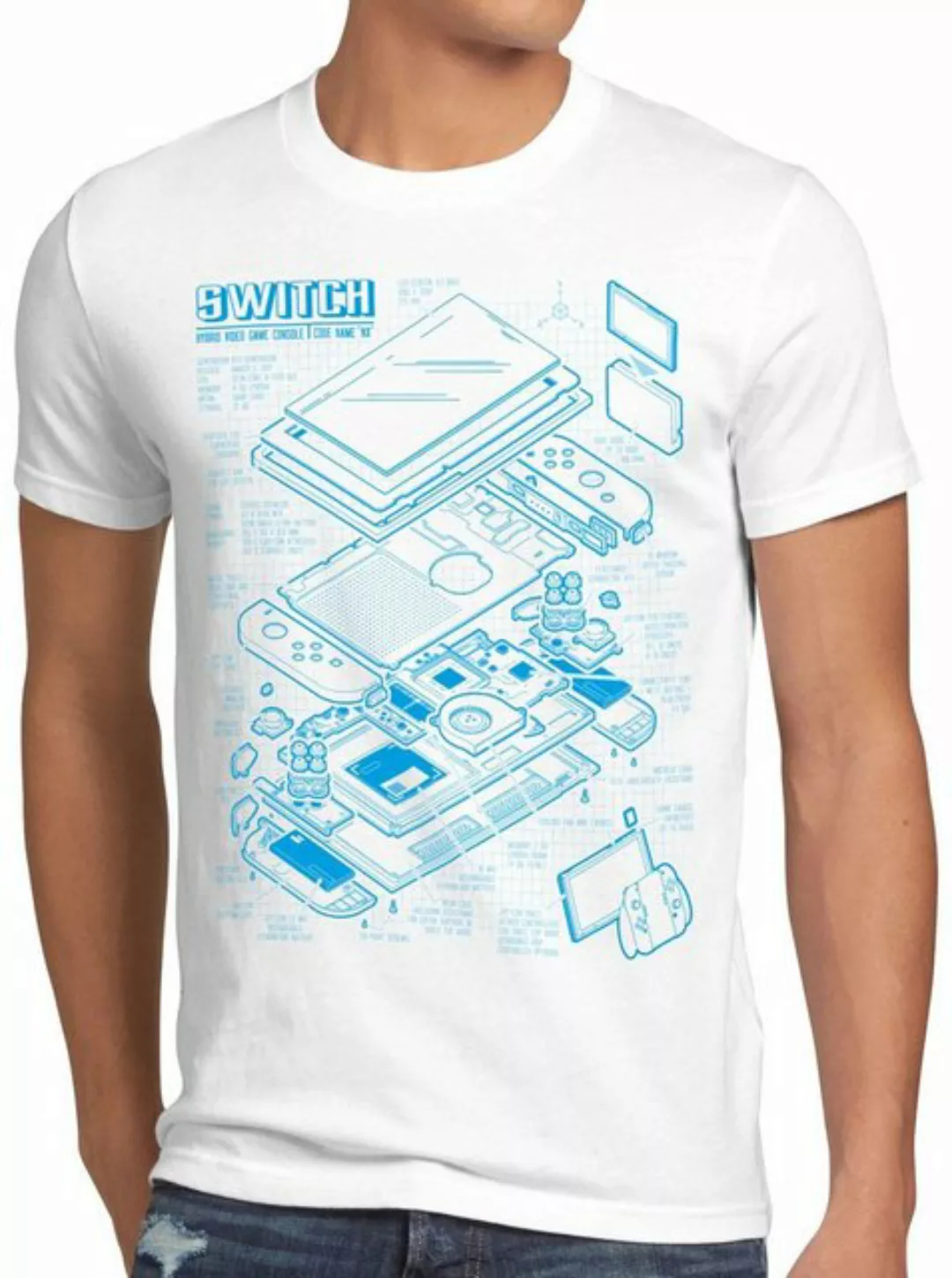 style3 Print-Shirt Herren T-Shirt Switch Blaupause pro gamer konsole joy-co günstig online kaufen