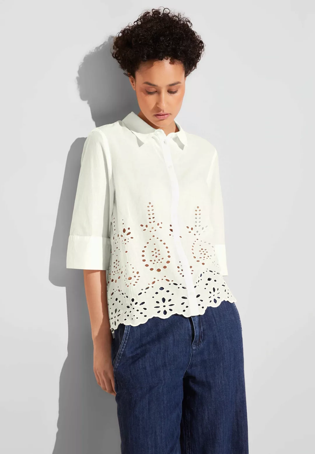 STREET ONE Blusenshirt Feminin crochet shirtcollar bl günstig online kaufen