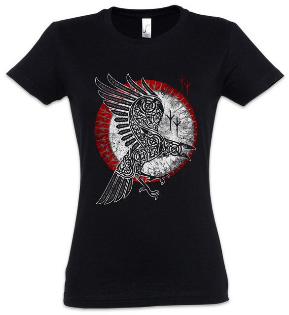 Urban Backwoods Print-Shirt Norse Raven Damen T-Shirt Runes Wikinger Raben günstig online kaufen