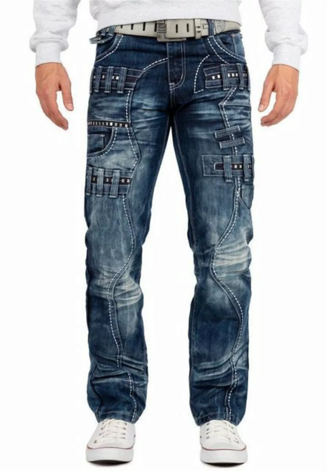 Kosmo Lupo 5-Pocket-Jeans Extravagante Herren Hose BA-KM8002 Blau W33/L32 ( günstig online kaufen